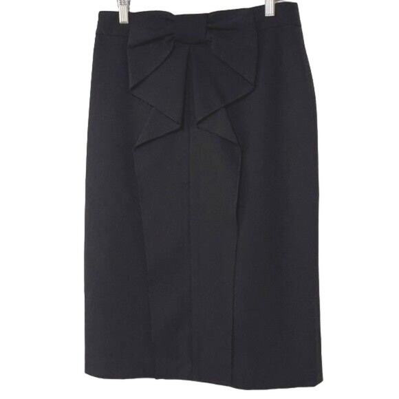 Skirt Black Straight Pencil with a Bow 4 - Picture 1 of 8